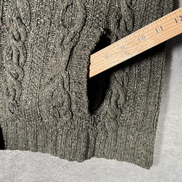 Lauren Ralph Lauren Sweater Womens M Green Hand Knit Wool 1/4 Zip Cable Knit - Picture 6 of 9